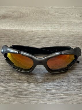 Vintage USA MADE Oakley Sunglasses Gray Orange Metal Gorpcore Y2K